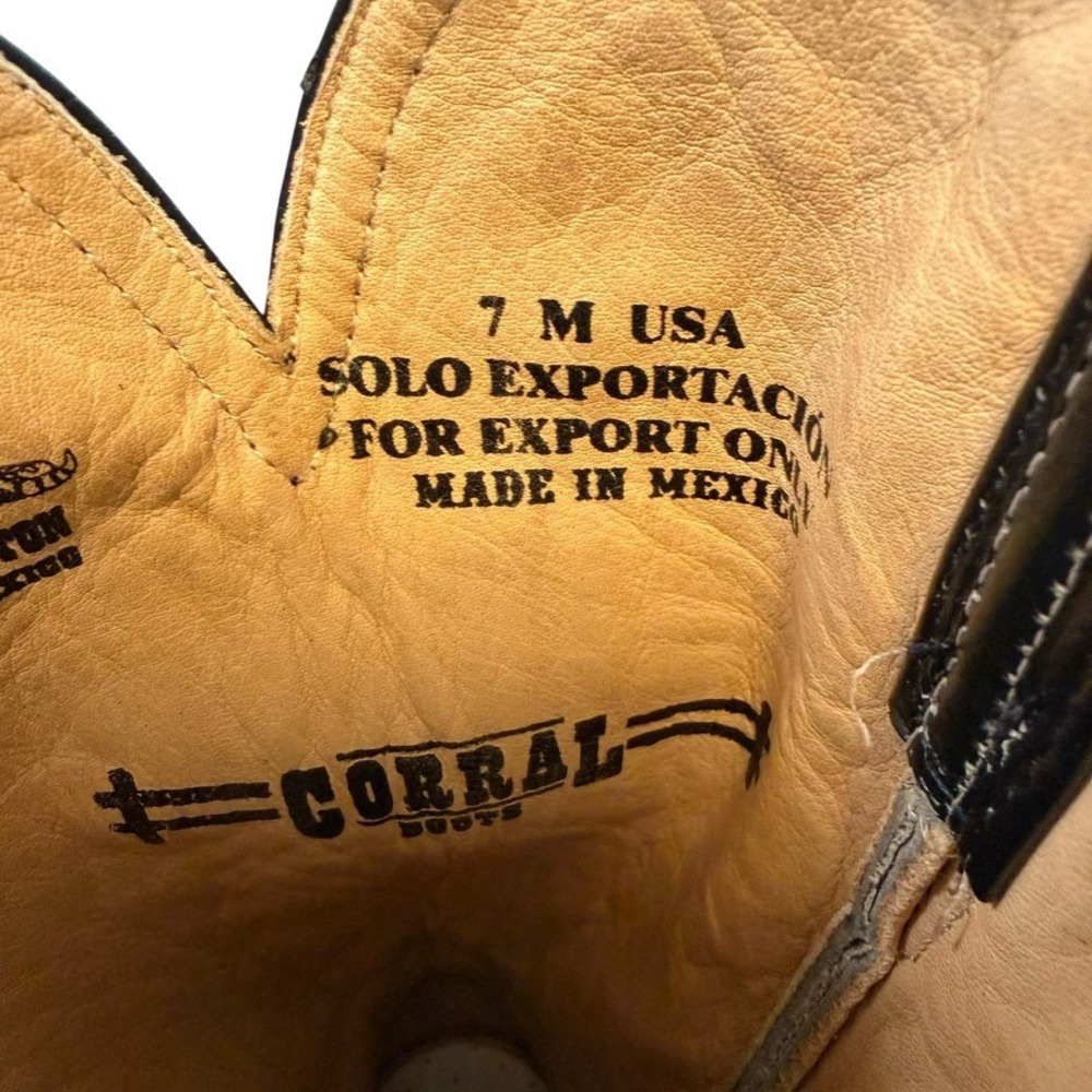 Corral Mens Black Leather Genuine Python Snakeski… - image 6